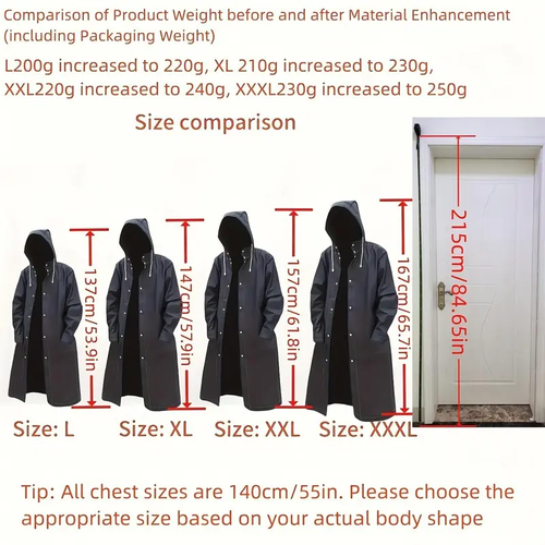 Unisex Black EVA Waterproof Raincoat – Lightweight Hooded Rain Protection