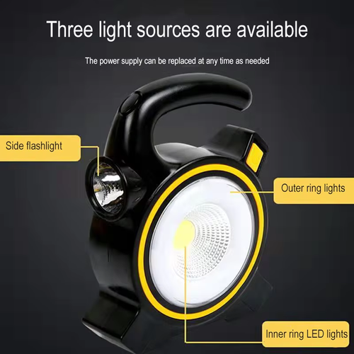 Solar + USB Dual-Light Flashlight | Power Bank | Ultra Long-Range Beam