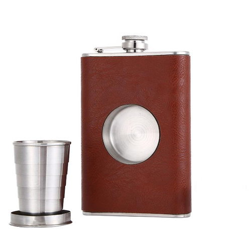 Wine Portable Flask with Collapsible Cup & Funnel | 2-in-1 Drink On-The-Go