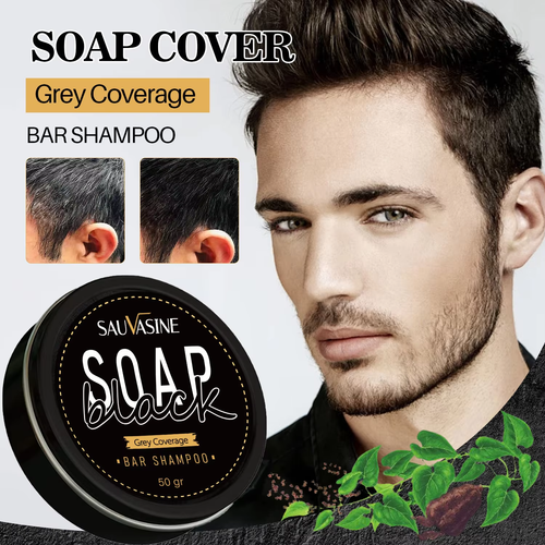 Black Solid Grey-Cover Hair Soap