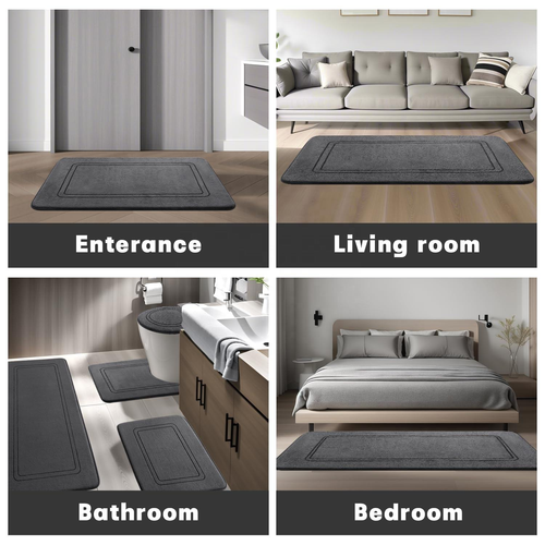3-piece high-quality memory foam bathroom carpet set - anti-slip, highly absorbent and quick-drying