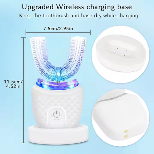 U-Shaped Electric Toothbrush ,Blue light whitening removes,360° deep clean,USB rechargeable and  waterproof,Hands-free automatic