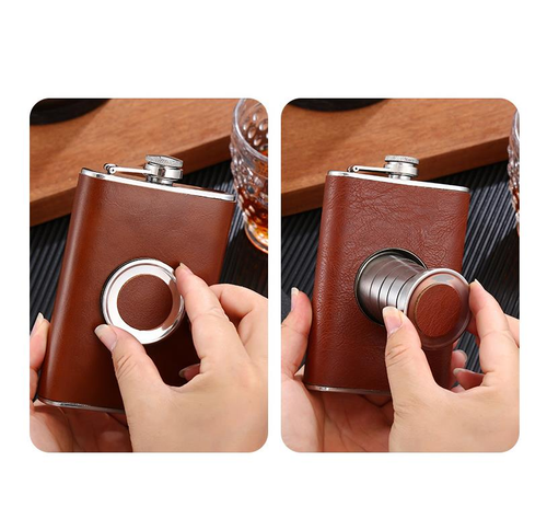 Wine Portable Flask with Collapsible Cup & Funnel | 2-in-1 Drink On-The-Go