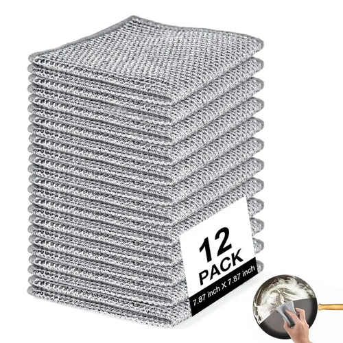 12 PCS Double-Layer Steel Wire Cleaning Cloth – Powerful & Scratch-Free