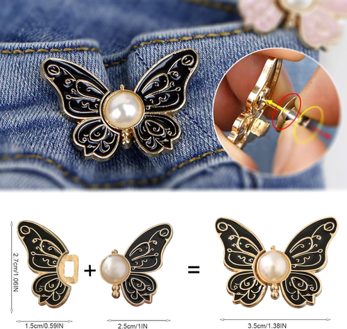 8Pcs Detachable Butterfly  Button Clip – No-Sew Perfect Fit Accessory