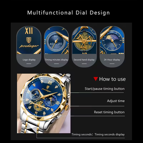 Luxury Waterproof Stainless Steel Luminous Men's Watch