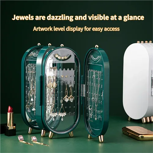 Foldable Luxury Jewelry Organizer – Anti-Tangle Display Case green