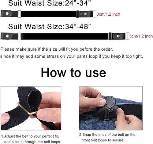 2pcs No Buckle Elastic Stretch Belt – Invisible Comfort for Everyday Wear