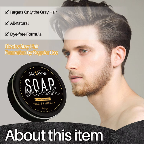 Black Solid Grey-Cover Hair Soap
