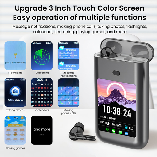 Smart All-In-One Power Earbuds with Screen
