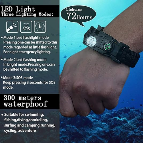 🛒 Buy 1, Get 1 FREE‼️Limited-time offer⏳20 in 1 Survival Paracord Bracelet with LED & Fire Starter