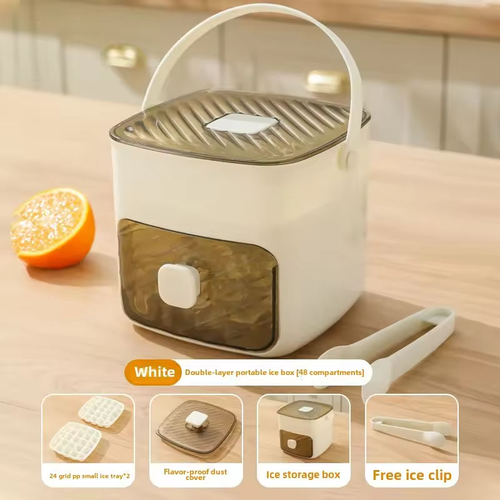A Portable Ice Tray That Can Make 25-50 Ice Cubes, Featuring an Easy-Press Lid And a Dual-Layer, Two-In-One Ice Cube Storage Tray, Making It Perfect for Pairing with Coffee And Cold Drinks, And It Makes an Excellent Gift for Family And Friends.