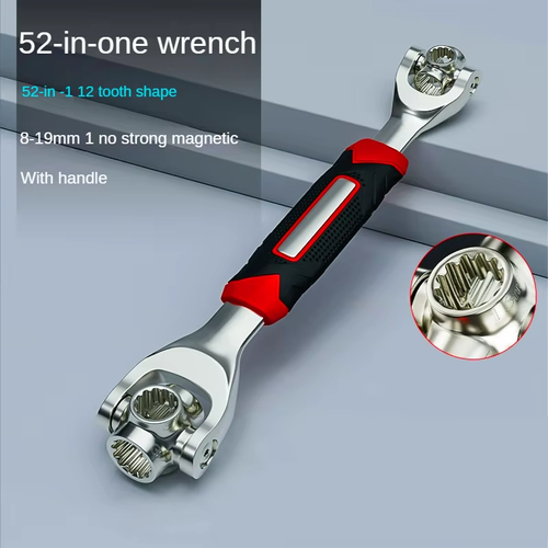52-in-1 Multi-Function Socket Wrench with Non-Slip Ergonomic Handle & Torque Wrench -  8 Sockets (Metric & SAE), 360° Rotating Head for Car Tire Removal, Automotive Repair Tool for Mechanics & DIY , Vehicle Maintenance, Professionalgrade Tool, Precision Engineering, Home Garage Tools, Power Tools, Mechanics And Technicians, Motorcycle Repair, Sleek Tool Design, Corrosionresistant Material