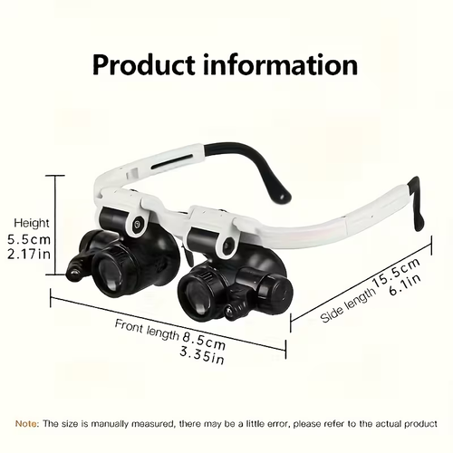 LED Head-Wearing Professional Magnifier – 8X 15X 23X Adjustable with Dual Lights