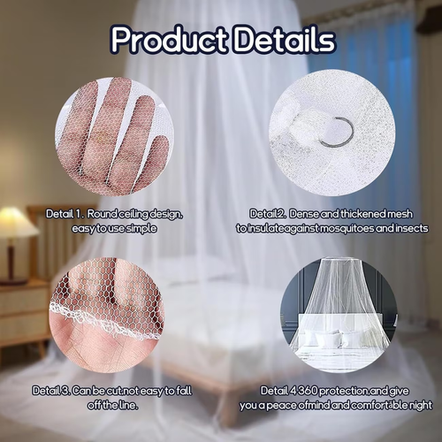 Extra Large Full Coverage Mosquito Net Canopy for King & Queen Beds