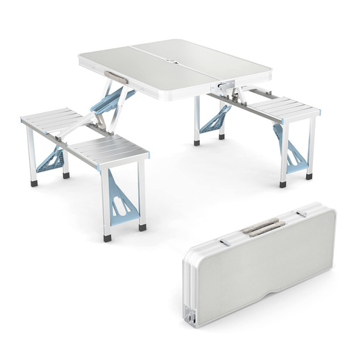 ALL-IN-ONE 4-Seat Folding  Table Set with Umbrella Hole