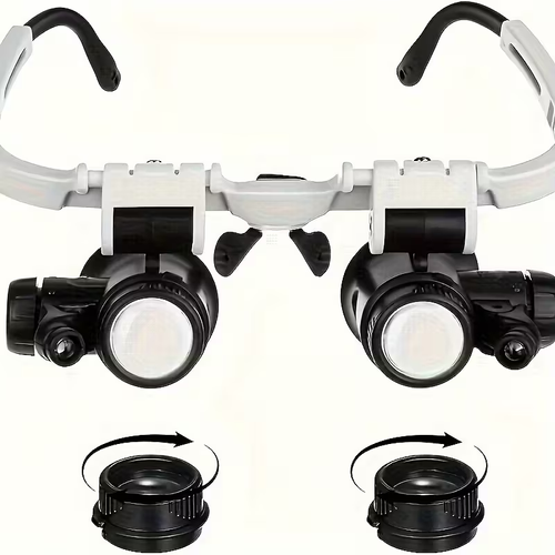 LED Head-Wearing Professional Magnifier – 8X 15X 23X Adjustable with Dual Lights