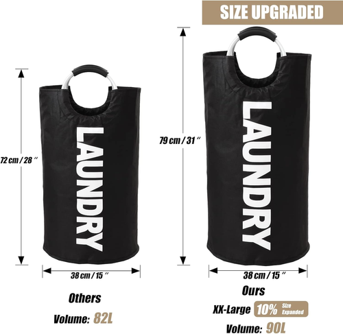 Extra-Thick Waterproof Foldable Laundry Hamper with Aluminum Handles