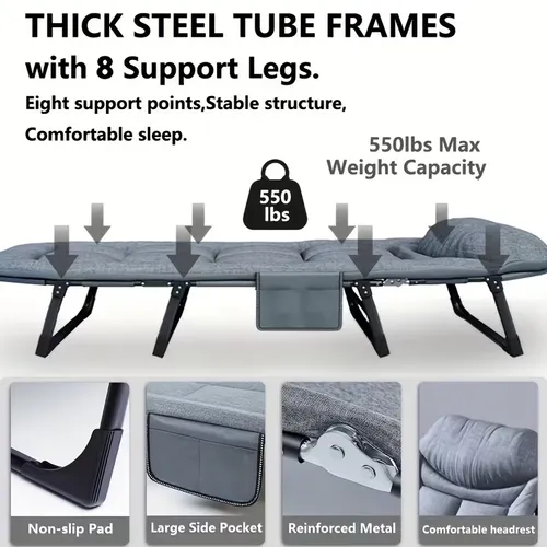3-in-1 Heavy Duty Folding Bed – Sit, Relax & Sleep