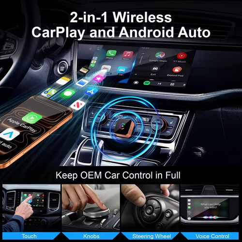 2026 Wireless CarPlay & Android Auto Adapter – Plug & Play Smart Driving