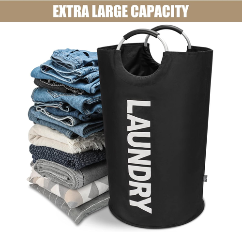 Extra-Thick Waterproof Foldable Laundry Hamper with Aluminum Handles