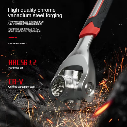52-in-1 Multi-Function Socket Wrench with Non-Slip Ergonomic Handle & Torque Wrench -  8 Sockets (Metric & SAE), 360° Rotating Head for Car Tire Removal, Automotive Repair Tool for Mechanics & DIY , Vehicle Maintenance, Professionalgrade Tool, Precision Engineering, Home Garage Tools, Power Tools, Mechanics And Technicians, Motorcycle Repair, Sleek Tool Design, Corrosionresistant Material