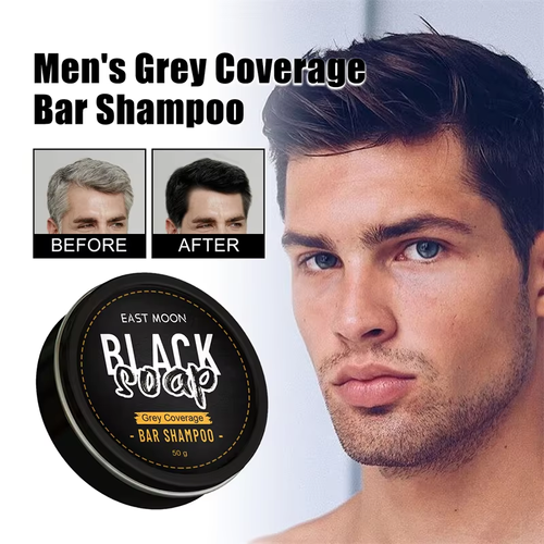 Black Solid Grey-Cover Hair Soap