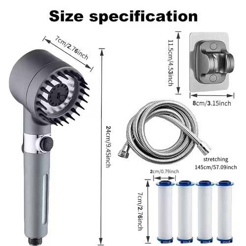 4-in-1 High Pressure Shower Head – Strong Flow & Water Saving