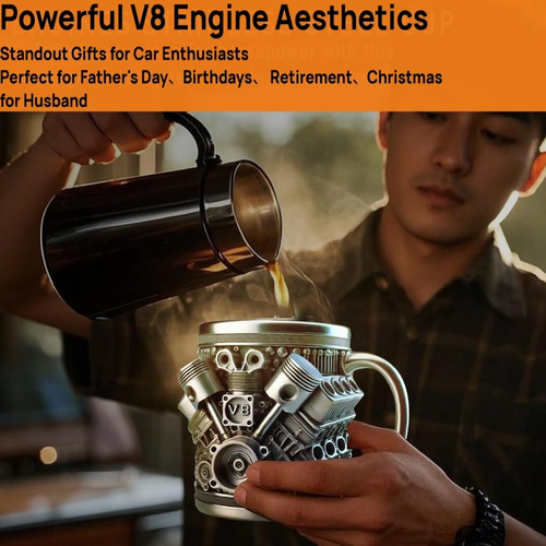 Creative V8 Engine Stainless Steel Mug for Car Lovers