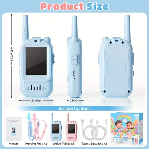 2 Pack Visual Walkie-Talkie For Kids(Blue and Pink)