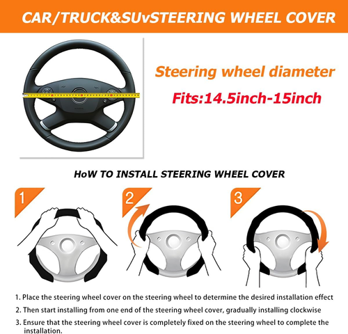 5D Luxury Steering Wheel Cover – Anti-Slip & Sweat-Absorb