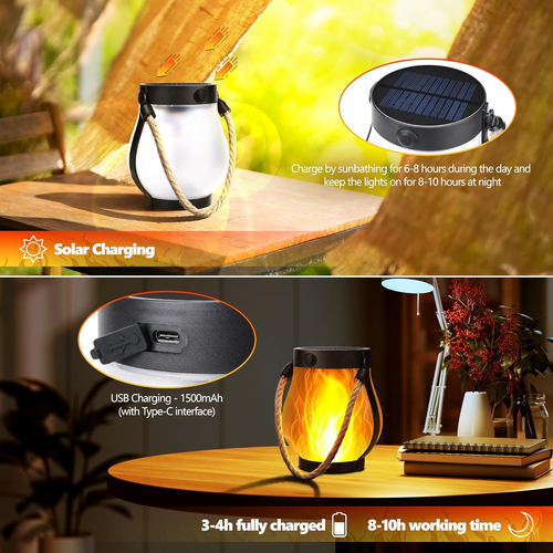 Upgraded Solar Dancing Flame Lantern – Waterproof Outdoor Light 🔥🌙