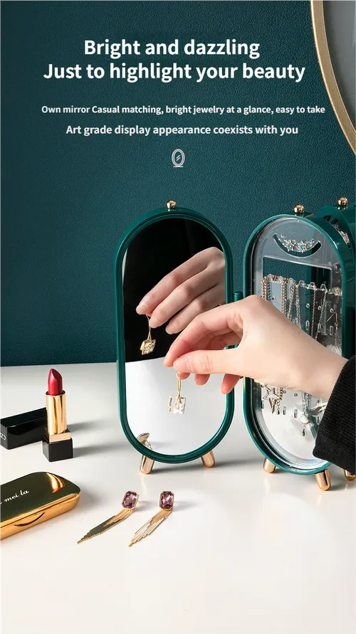 Foldable Luxury Jewelry Organizer – Anti-Tangle Display Case green