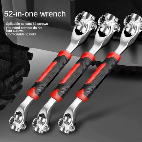 52-in-1 Multi-Function Socket Wrench with Non-Slip Ergonomic Handle & Torque Wrench -  8 Sockets (Metric & SAE), 360° Rotating Head for Car Tire Removal, Automotive Repair Tool for Mechanics & DIY , Vehicle Maintenance, Professionalgrade Tool, Precision Engineering, Home Garage Tools, Power Tools, Mechanics And Technicians, Motorcycle Repair, Sleek Tool Design, Corrosionresistant Material