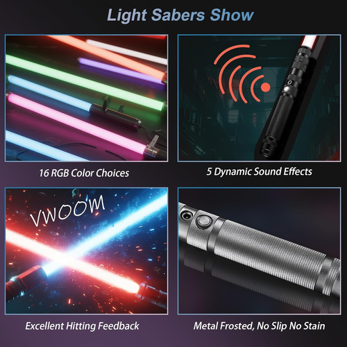 Premium RGB Metal Lightsaber – 16 Colors & Sound