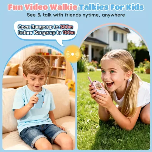 2 Pack Visual Walkie-Talkie For Kids(Blue and Pink)