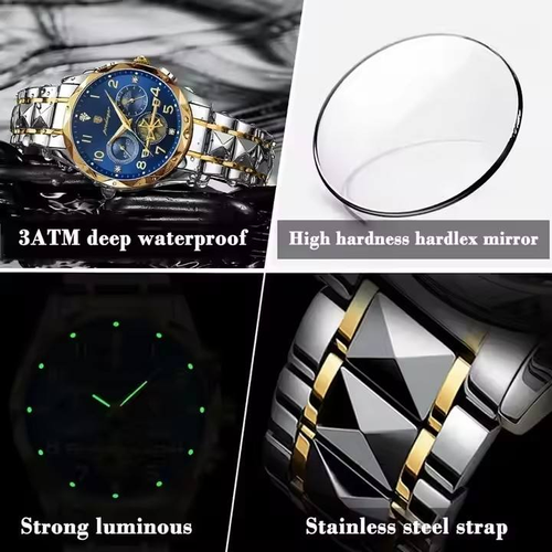 Luxury Waterproof Stainless Steel Luminous Men's Watch