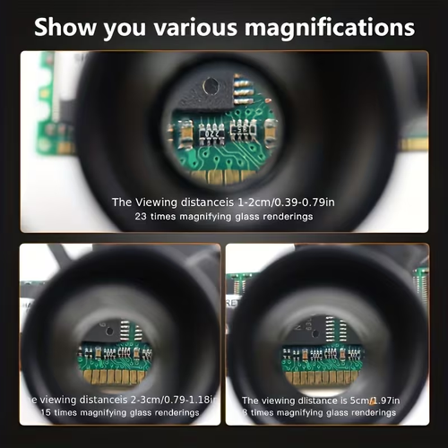 LED Head-Wearing Professional Magnifier – 8X 15X 23X Adjustable with Dual Lights
