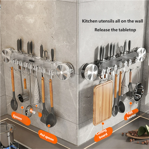 Heavy-Duty Suction Wall Rack with 8 Hooks | No-Drill,Storage Solution