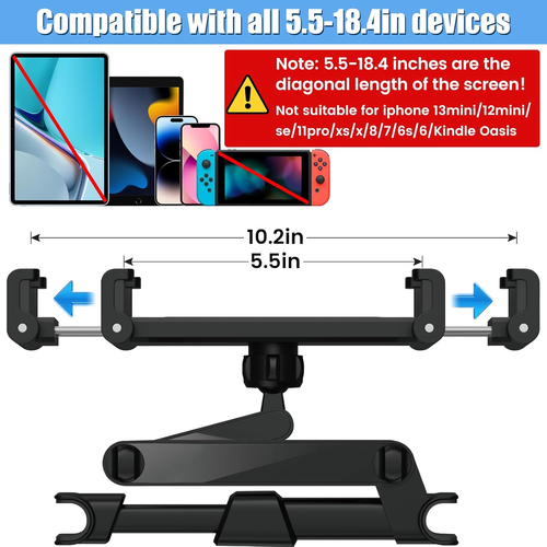 Universal 360° Car Headrest Tablet Holder