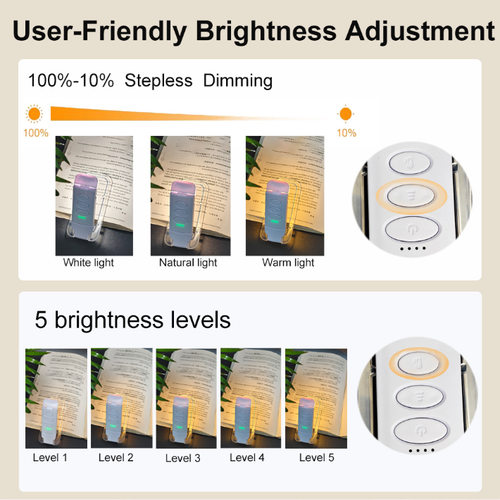 USB Rechargeable Foldable Reading Light Bookmark  LED