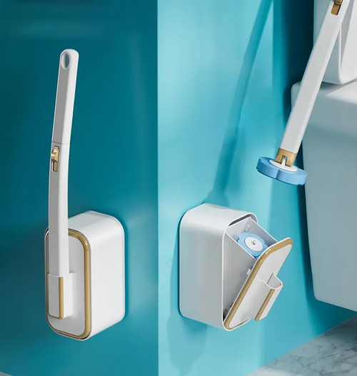 Disposable Toilet Cleaning Brush - Toilet Bowl Cleaner Wand and Holder Set with 18 Refills