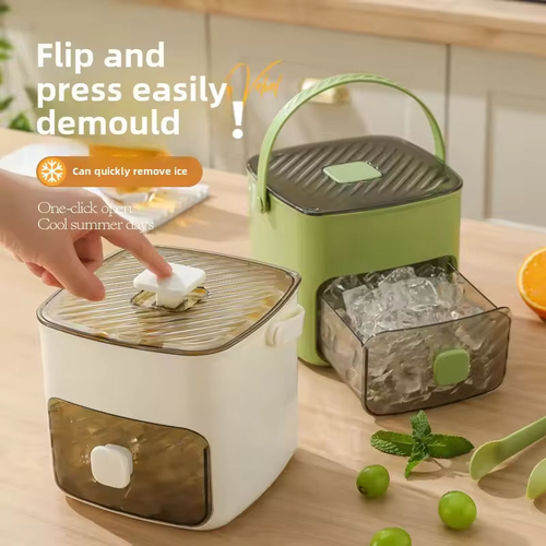 A Portable Ice Tray That Can Make 25-50 Ice Cubes, Featuring an Easy-Press Lid And a Dual-Layer, Two-In-One Ice Cube Storage Tray, Making It Perfect for Pairing with Coffee And Cold Drinks, And It Makes an Excellent Gift for Family And Friends.