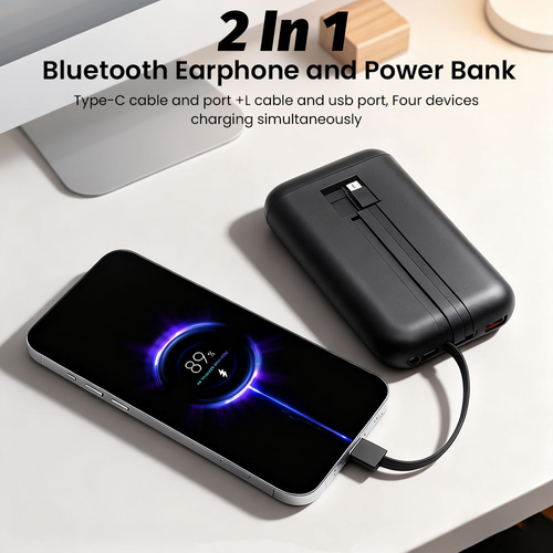 Smart All-In-One Power Earbuds with Screen