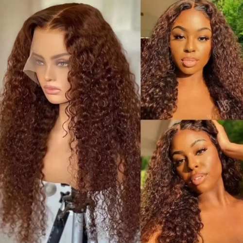 High Quality African Fashion Front Lace Wig Brown Small Curling Tube Explosion Head Curling Wig
