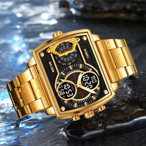 Multifunctional four time dual display precision men's watch