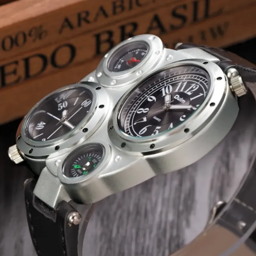 Mens Big Dial Belt Compass Camping Watch