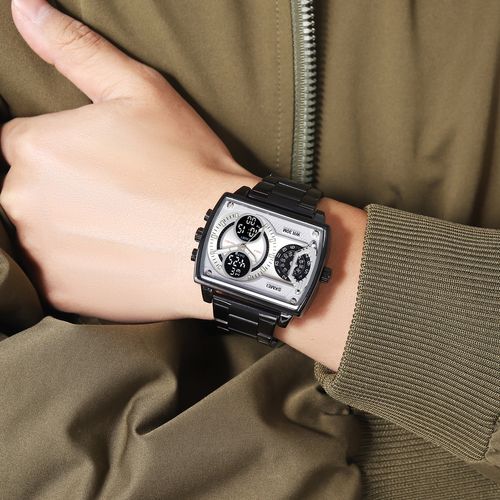 Multifunctional four time dual display precision men's watch