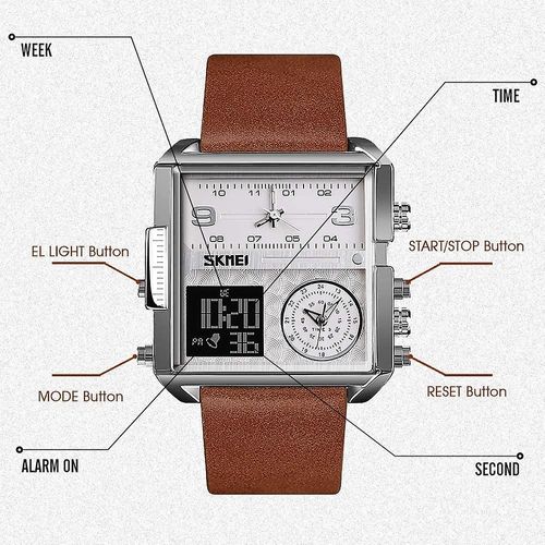 Men's Triple Display Quartz Watch