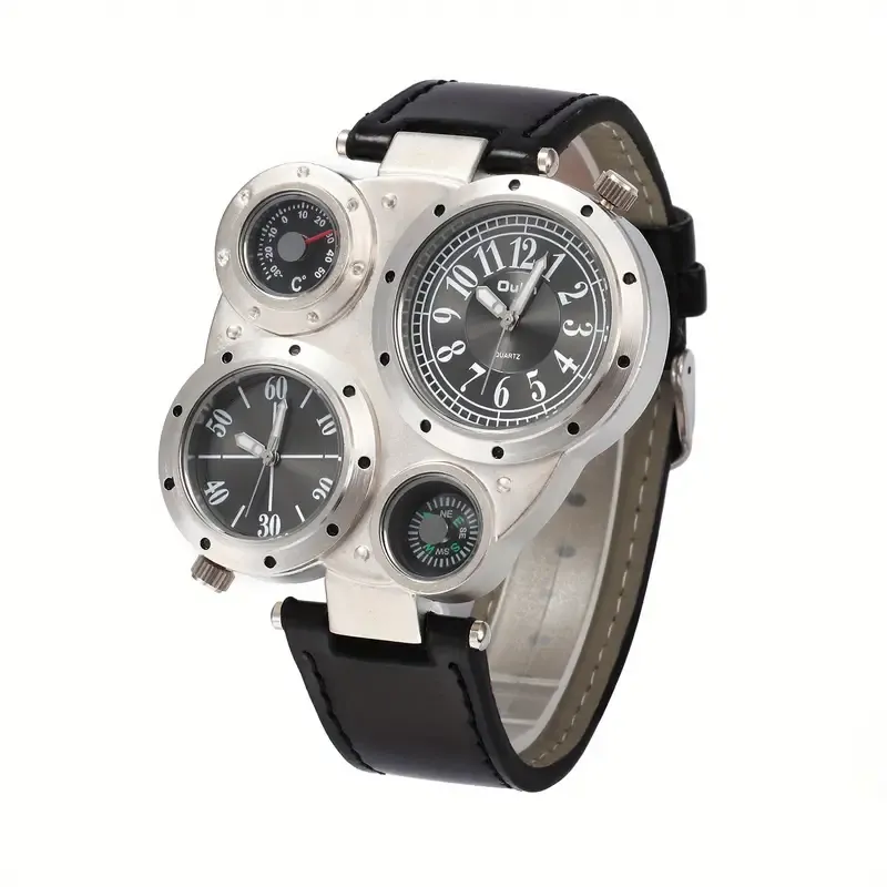 Mens Big Dial Belt Compass Camping Watch